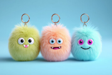 A cute, little plush toy: a three-dimensional doll with fluffy fur and bright colors