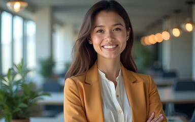 Beautiful positive office manager ai generated. High quality