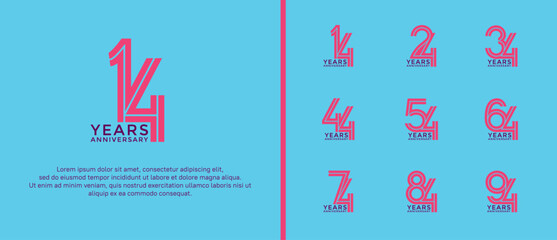 anniversary vector logo set, pink color can be use for celebration