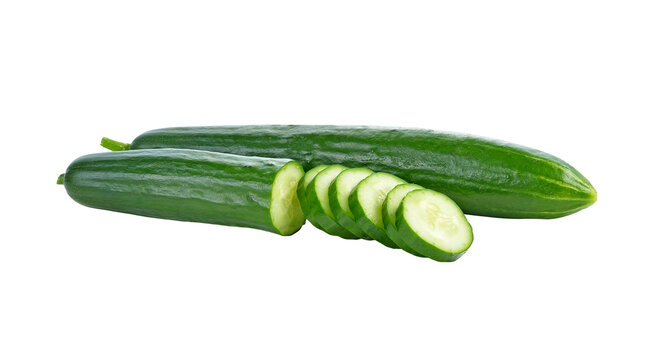 Fresh Cucumber and slices transparent png