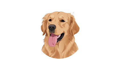Golden Retriever Dog Portrait Tongue Out Happy Expression Black Background Studio Lighting Close Up Realistic Digital Illustration