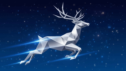 Christmas reindeer in winter snow on a festive night background