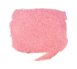 pink torn paper speech bubble isolated on white background