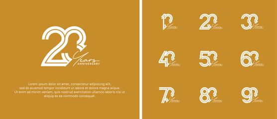 anniversary vector logo set, white color and  handwriting can be use for celebration