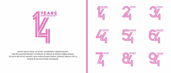 anniversary vector logo set, pink color can be use for celebration
