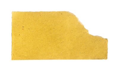 piece of yellow paper on white background isolated