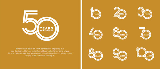 anniversary vector logo set, white color can be use for celebration