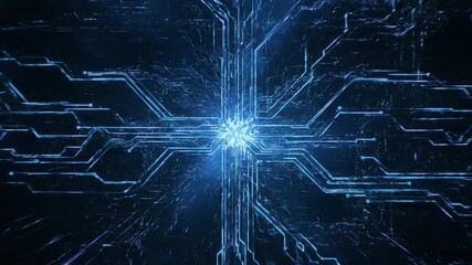 Abstract digital technology background with light trails and lines - Powered by Adobe