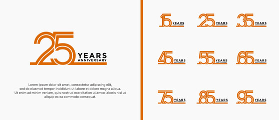 anniversary vector logo set, orange and black color can be use for celebration