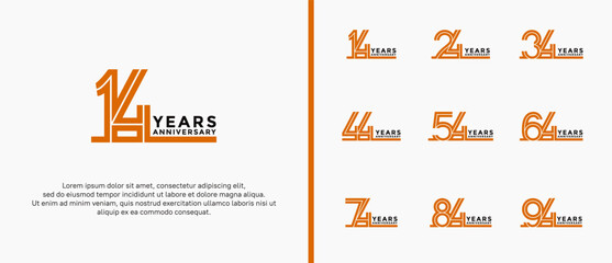 anniversary vector logo set, orange and black color can be use for celebration