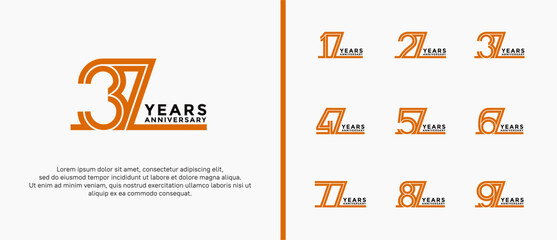 anniversary vector logo set, orange and black color can be use for celebration