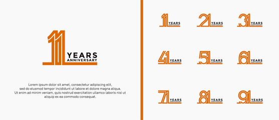 anniversary vector logo set, orange and black color can be use for celebration
