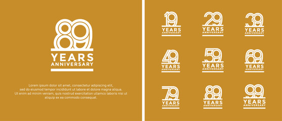 anniversary vector logo set, white color can be use for celebration
