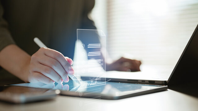 privacy, consent, settings, cookie, gdpr, data, control, security, A person uses a stylus on a tablet to complete a digital checklist related to privacy and data protection. - Powered by Adobe