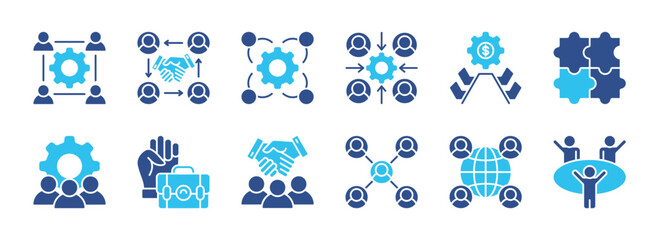 Stakeholder color editable icon set collection. Containing business, collaboration, teamwork, Management, investors, partners, employees, and more. Editable stroke. Vector illustration eps 10