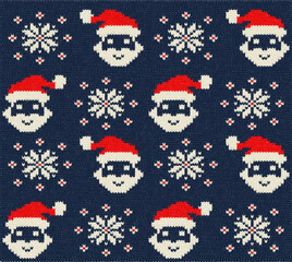 ugly Christmas sweater seamless knitting pattern.Festive knitted pattern design featuring reindeer christmas trees and snowflake elements for holiday season