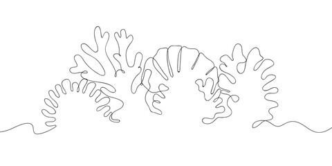 Beautiful coral in one continuous line simple linear style. Doodle vector illustration Editable stroke.