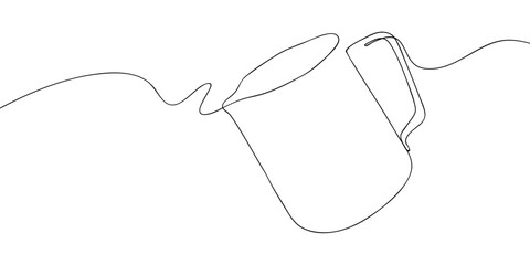Obraz premium Water jug ​​in one continuous line simple linear style. Doodle vector illustration Editable stroke.