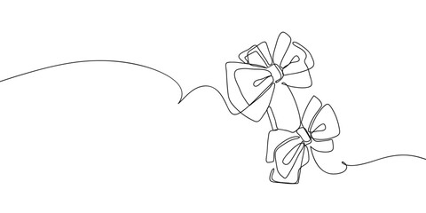 Bow hair clip in one continuous line simple linear style. Doodle vector illustration Editable stroke.