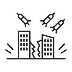 Buildings under attack from missiles icon