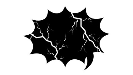 Fototapeta premium Cracked black speech bubble with lightning effect