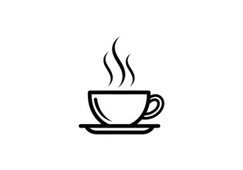 Obraz premium Steaming hot coffee cup outline icon vector illustration for web and mobile use isolated on transparent background