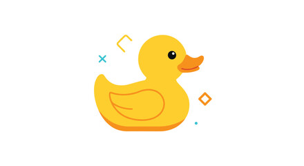 Simple and cute yellow rubber duck icon with small decorative sparkles perfect for bath time or childhood-themed illustrations.