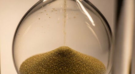 Antique hourglass sand timer on black background representing the fleeting concept of time and looming deadline