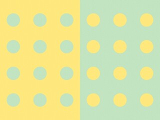 Polka dot pattern in yellow and mint green color blocks.