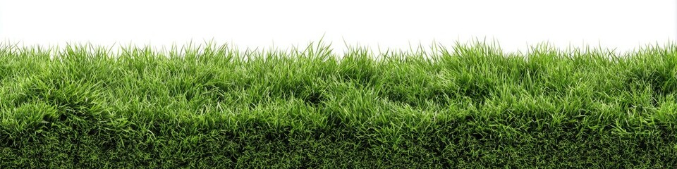 Fototapeta premium Vibrant green grass patch against white background