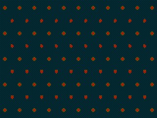 A teal woven fabric shows a dotted red floral pattern.