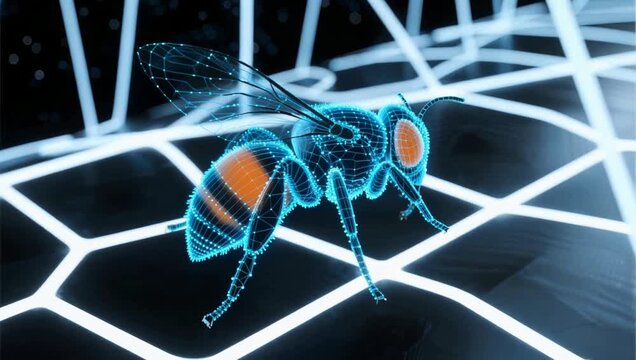 Digital bee on hexagonal grid