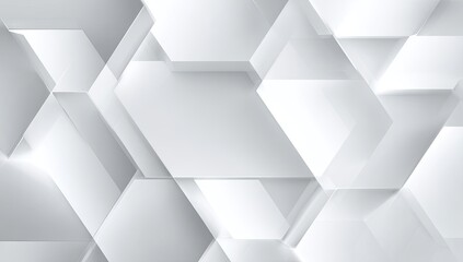 Abstract polygonal shapes with shadows, in grayscale color palette