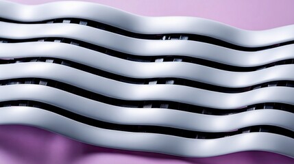 Abstract Wavy Lines in Motion on Pink Background