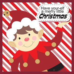 Christmas card with cute elf