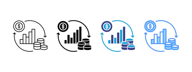 Return On Investment icon set multiple style collection