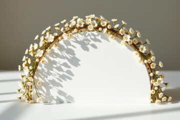 Round Mirror with Floral Wreath Frame