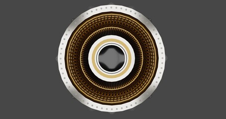 Rear View of Futuristic Turbine Engine With Intricate Mechanical Parts