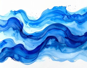 Wavy Sky Blue Paint Stroke or Brush Mark with Wet Effect