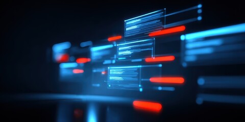 Giant floating screens project visual diagrams of program complexity while an intelligent AI entity leads a structured review identifying the key issue through soft interaction