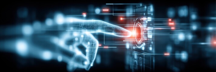 Fototapeta premium A complete holographic interface merging computing with worldwide communication as the human mind learns to scan layers of trust and value