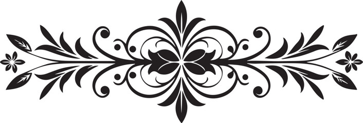 Black and white vintage floral design vector set with ornate leaf swirl decoration element