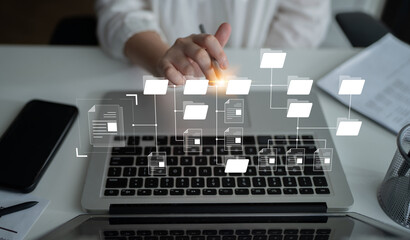 Digital file structure showing folder organization, file hierarchy, and document arrangement. File structure supports management, improves access, and file structure enhances clarity. Latch