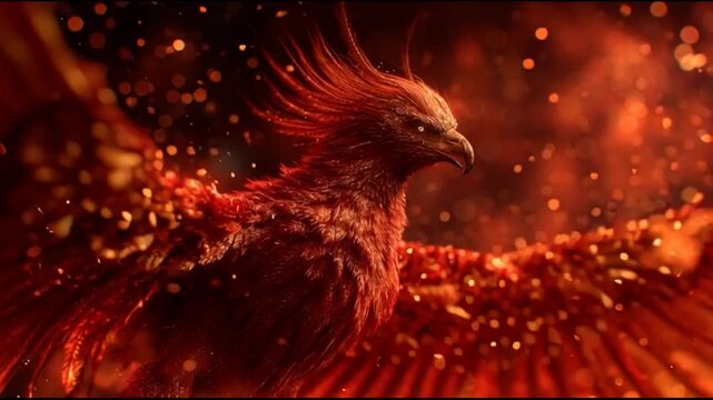 Fiery phoenix illustration mythological bird artistic concept