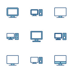 Computer icon vector isolated on white background. PC Icon vector. Computer monitor icon. Flat PC symbol