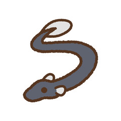 Fototapeta premium 手書き風の生き物単品アイコンイラスト 鰻