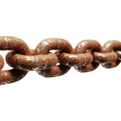 Fototapeta premium Closeup of a rusty metal chain isolated on transparent background