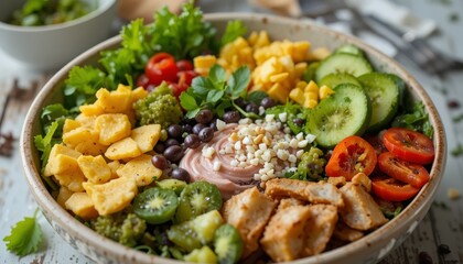 Healthy Vegan Bowl with Fresh Organic Ingredients