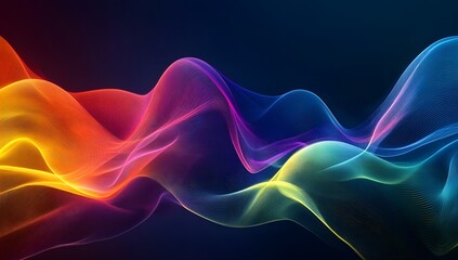 Colorful rainbow waves forming a vibrant flowing abstract background.