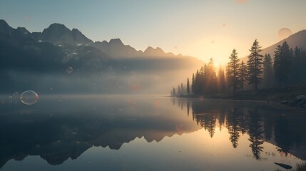 sunrise over the lake